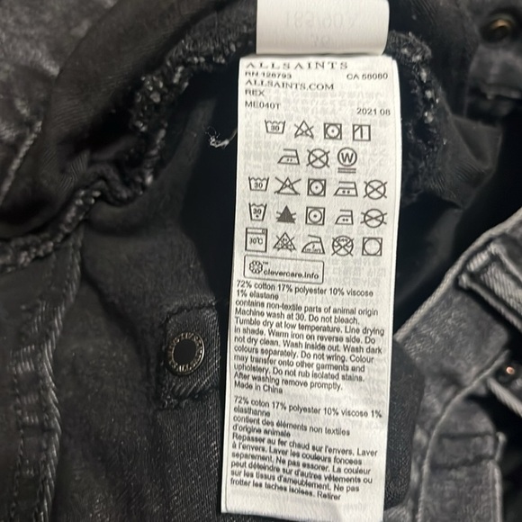 ALLSAINTS Rex Modern Slim Distressed Black Faded Washed 36 - Picture 10 of 10